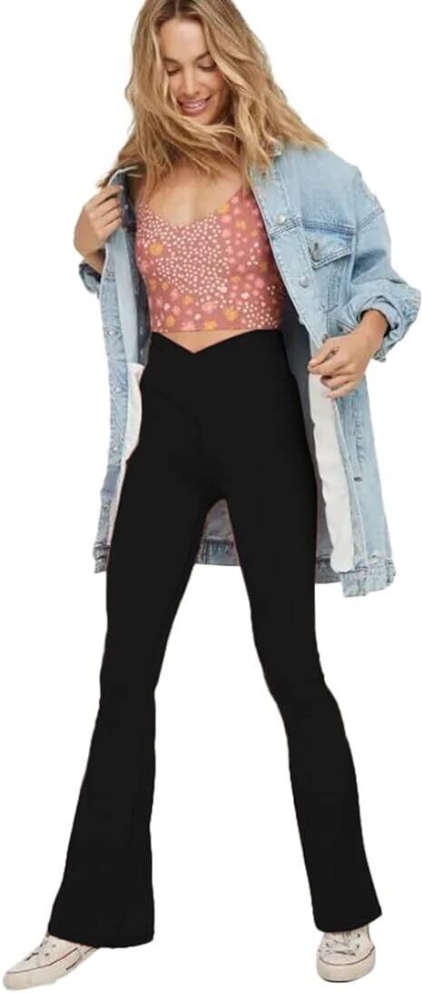 TOPYOGAS Women Casual Bootleg Yoga Pant V Crossover High Waisted Flare Workout,M