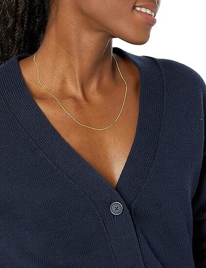 Amazon Essentials Women's Relaxed Fit V-Neck Cropped Cardigan, Navy, Size Large