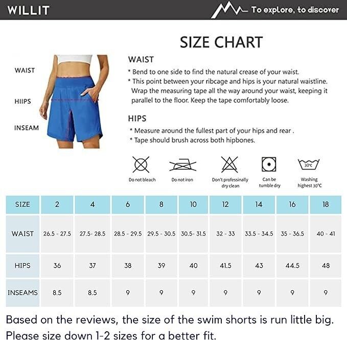 Willit Women's 5" Quick Dry Swim Board Shorts UPF 50+ High Waisted Trunks, 8