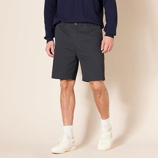 Essentials Men's Classic-Fit 9" Short, Cotton, Straight Leg, Navy, 29