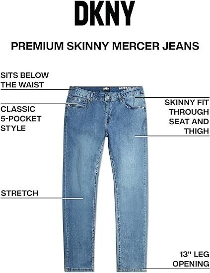 DKNY Men's Skinny Jeans- Premium Soft Stretch Jeans for Men, Skinny Fit, 36Wx32L