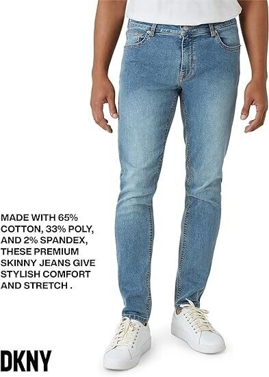 DKNY Men's Skinny Jeans- Premium Soft Stretch Jeans for Men, Skinny Fit, 36Wx32L