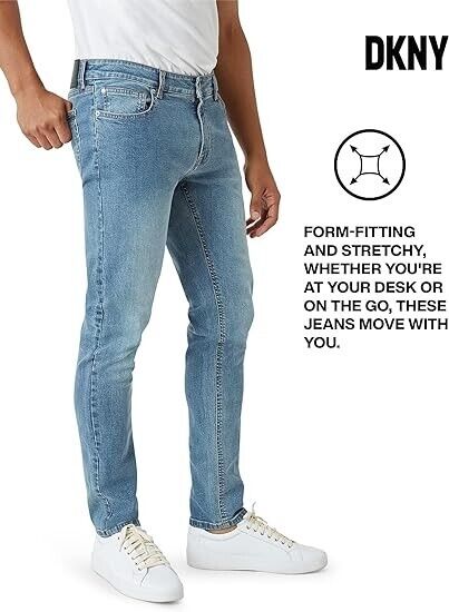 DKNY Men's Skinny Jeans- Premium Soft Stretch Jeans for Men, Skinny Fit, 36Wx32L