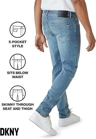 DKNY Men's Skinny Jeans- Premium Soft Stretch Jeans for Men, Skinny Fit, 36Wx32L