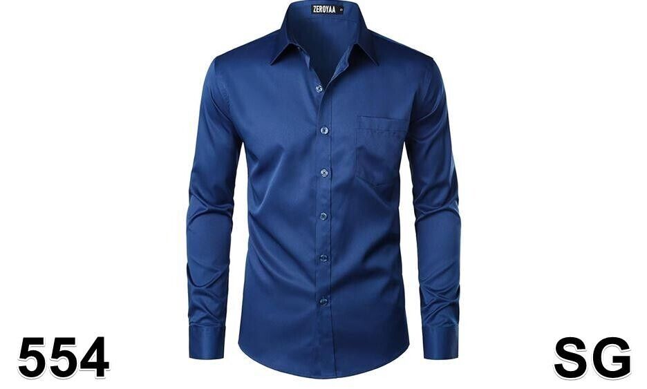 ZEROYAA Men Urban Stylish Casual Business SlimFit Long Sleeve ButtonUp Shirt,3XL