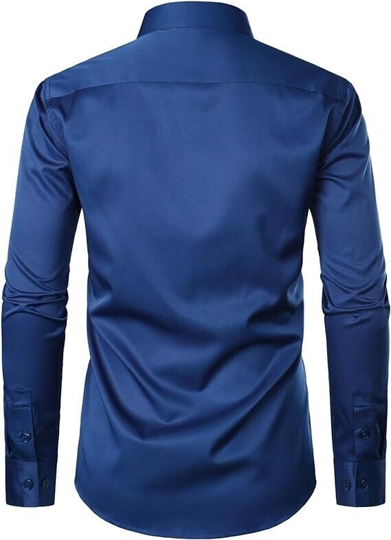 ZEROYAA Men Urban Stylish Casual Business SlimFit Long Sleeve ButtonUp Shirt,3XL