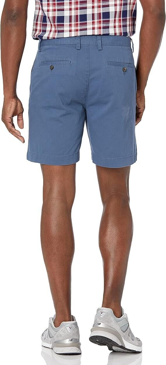 Essentials Men's Classic-Fit 7", Classic Khaki Chino Shorts, Cotton, Blue, 32