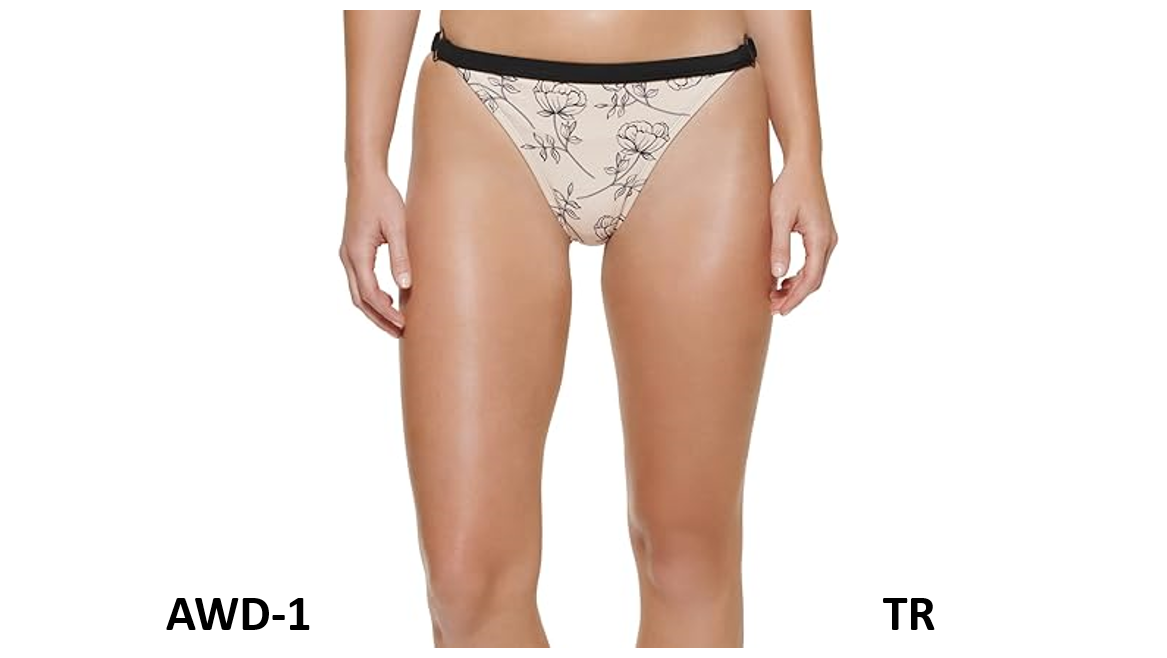 Calvin Klein Women's Logo Ring Printed Bikini Bottoms Swimsuit, Black, Size L