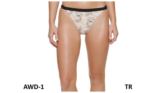 Calvin Klein Women's Logo Ring Printed Bikini Bottoms Swimsuit, Black, Size L