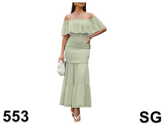 BerryGo Women's Formal Maternity,Off The Shoulder, Ruffle Bodycon, Midi Dress, S