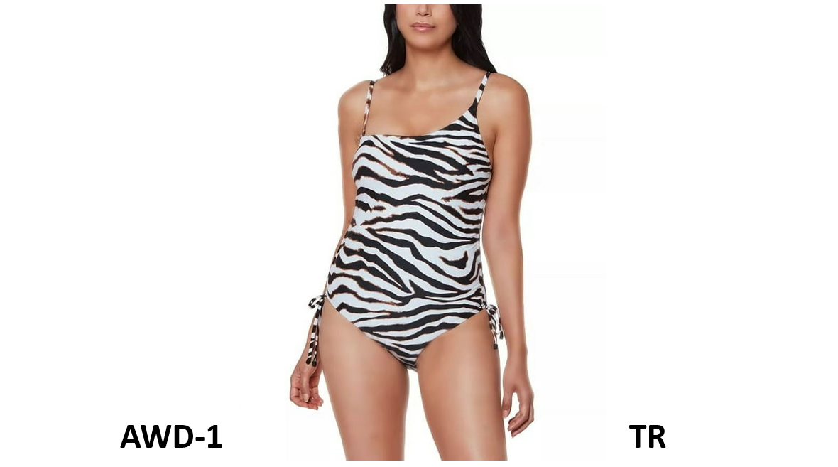 Bar III WHITE/BLACK Zebra-Print One-Piece Swimsuit, Medium