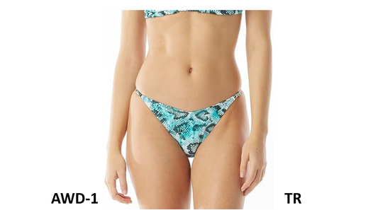 Sundazed Women's Violet Snake-Print Adjustable Cheeky Bikini Bottoms,Blue, Small