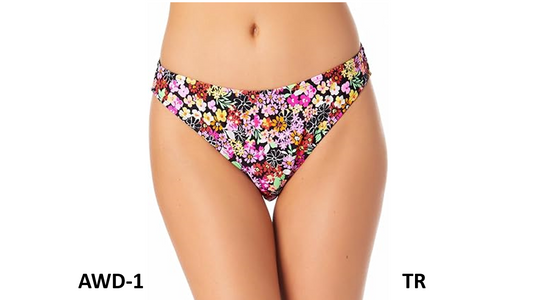 California Waves Women's Juniors Floral Printed Hipster Bikini Bottoms, Multi, M