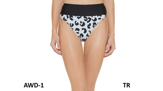 Dkny Women's Printed High Waist Bikini Bottom Swimsuit, Blue, X-Small