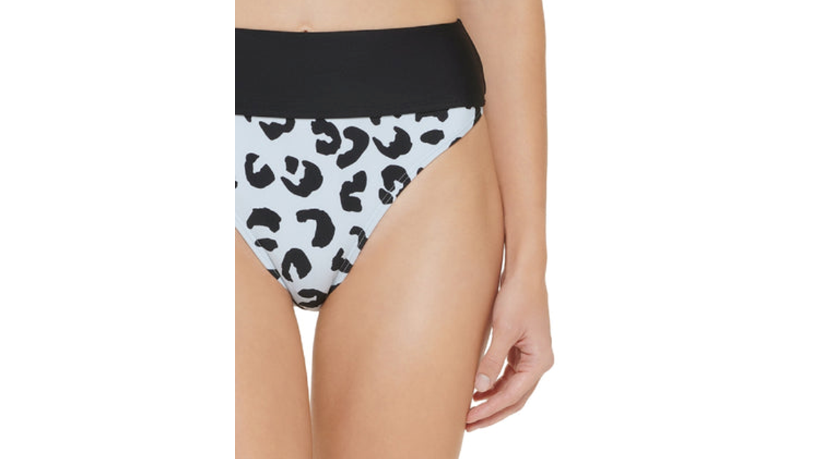 Dkny Women's Printed High Waist Bikini Bottom Swimsuit, Blue, X-Small