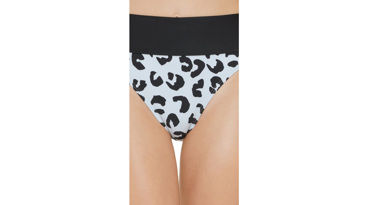 Dkny Women's Printed High Waist Bikini Bottom Swimsuit, Blue, X-Small