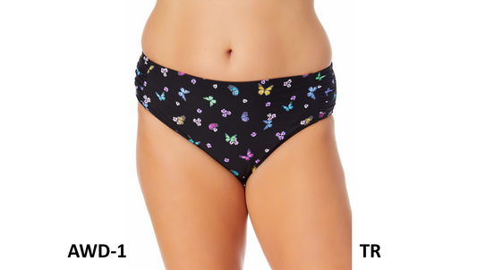 California Waves Trendy Plus Size Butterfly-Print SideTab Bikini Bottom,3(22/24)
