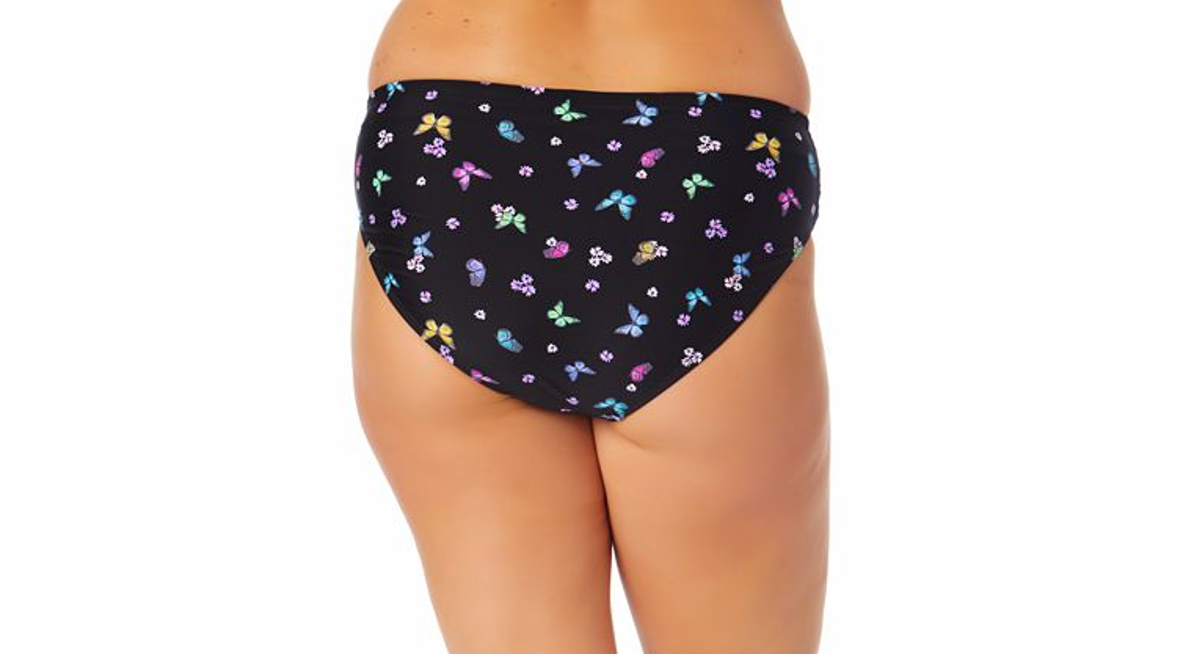 California Waves Trendy Plus Size Butterfly-Print SideTab Bikini Bottom,3(22/24)