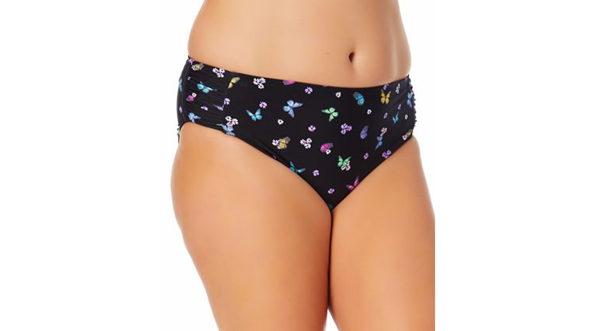 California Waves Trendy Plus Size Butterfly-Print SideTab Bikini Bottom,3(22/24)