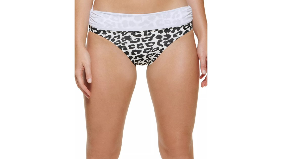 Calvin Klein Women Leopard Print No-Muffin-Top Convertible Bikini Bottom Multi,M
