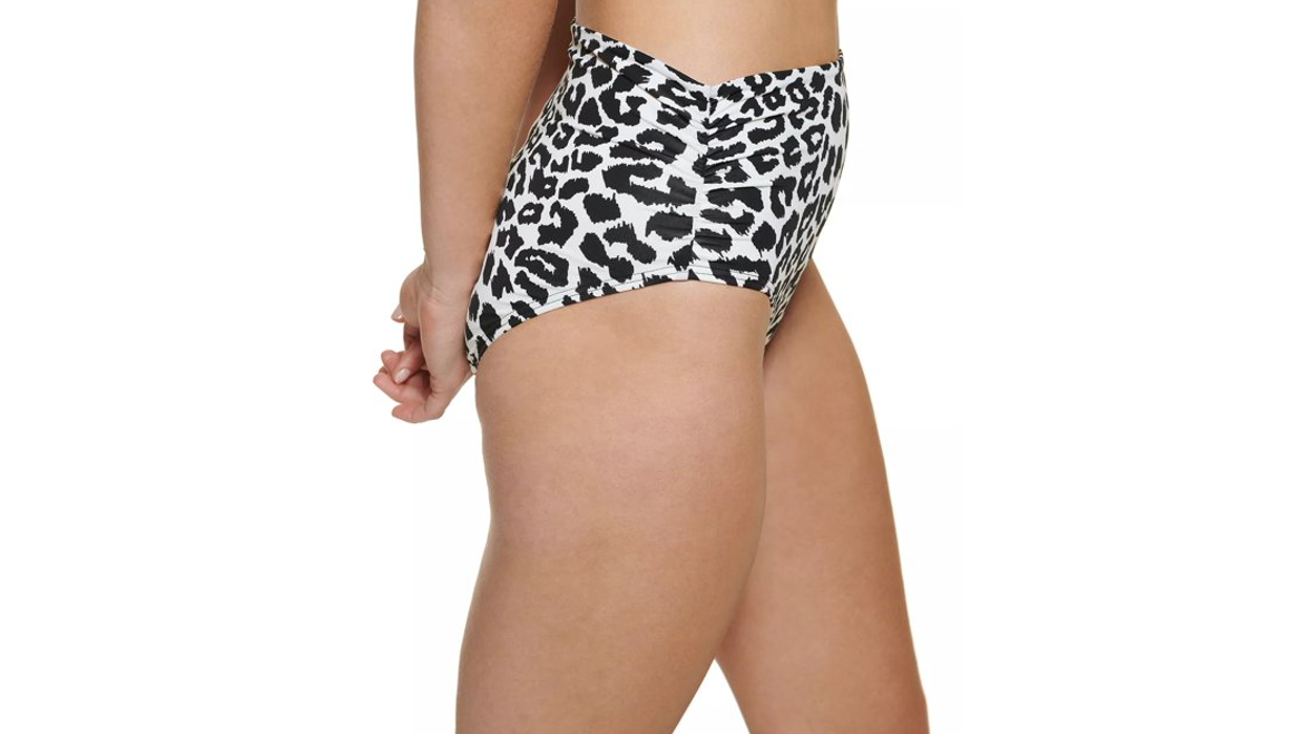 Calvin Klein Women Leopard Print No-Muffin-Top Convertible Bikini Bottom Multi,M