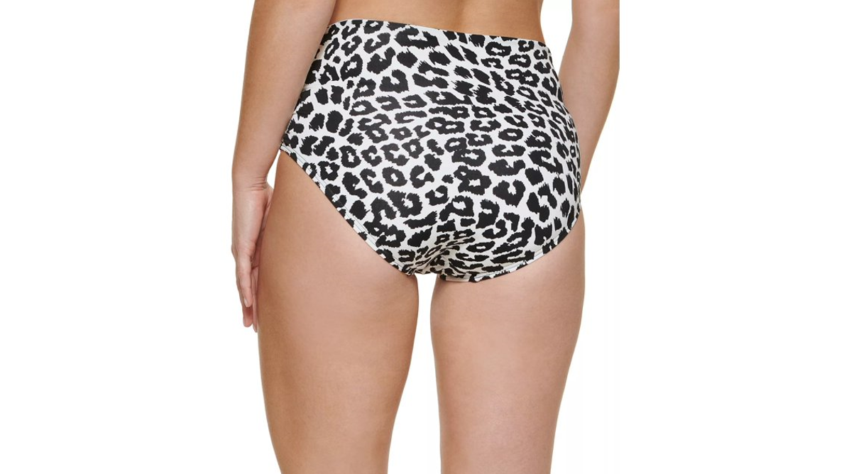 Calvin Klein Women Leopard Print No-Muffin-Top Convertible Bikini Bottom Multi,M