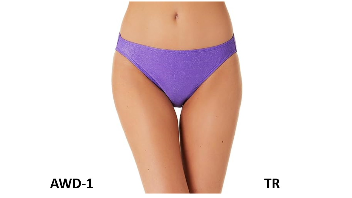 California Waves Juniors Purple Metallic Shine Hipster Bikini Bottoms, Purple XL