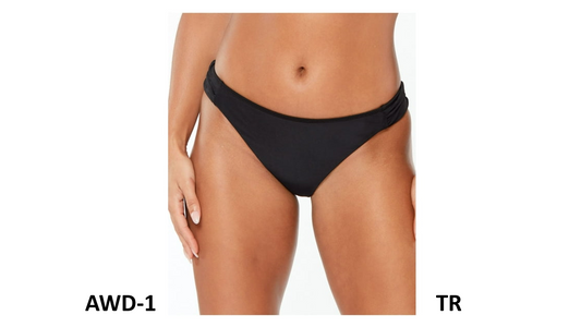 BAR III Side Tab Shirred Hipster Swimsuit Bottom for Women, Black, Medium