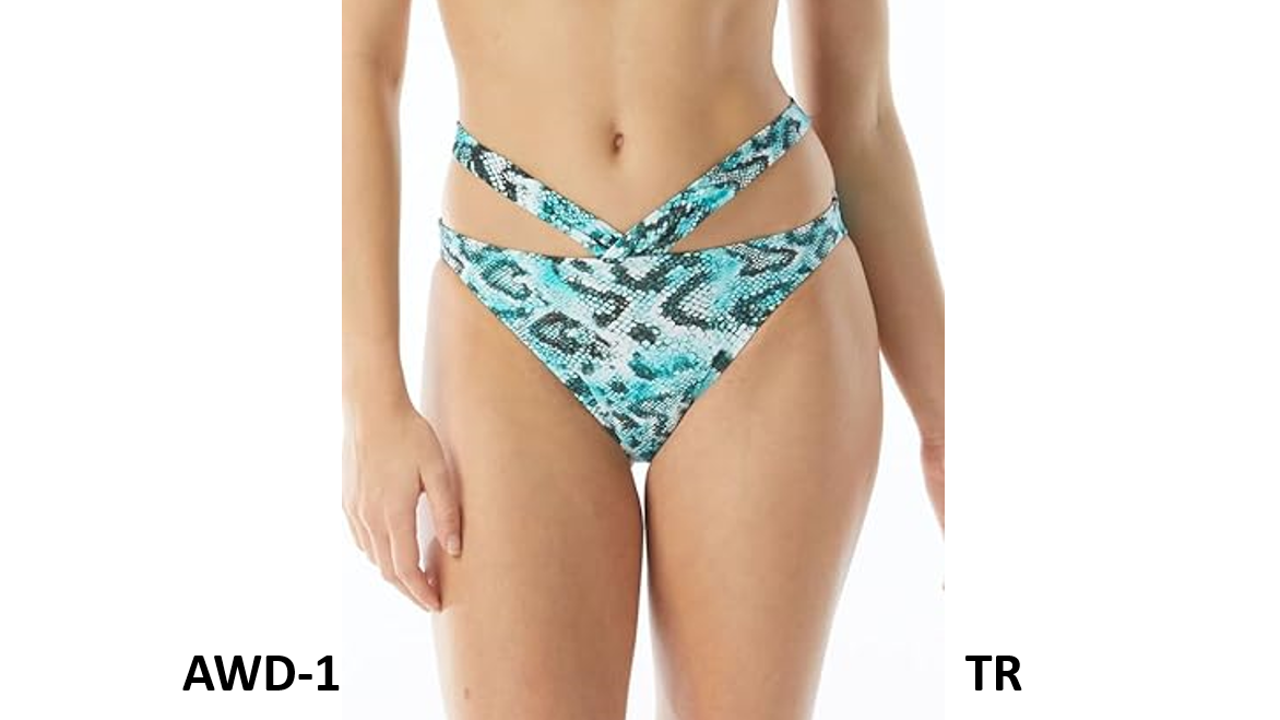 Sundazed Women's Riley Snake-Print Stappy Bikini Bottoms, Blue Animal Print, M