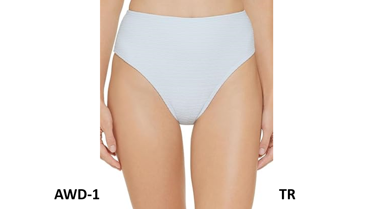 DKNY Women's Textured High-Waist Bikini Bottom, Light Blue, Large