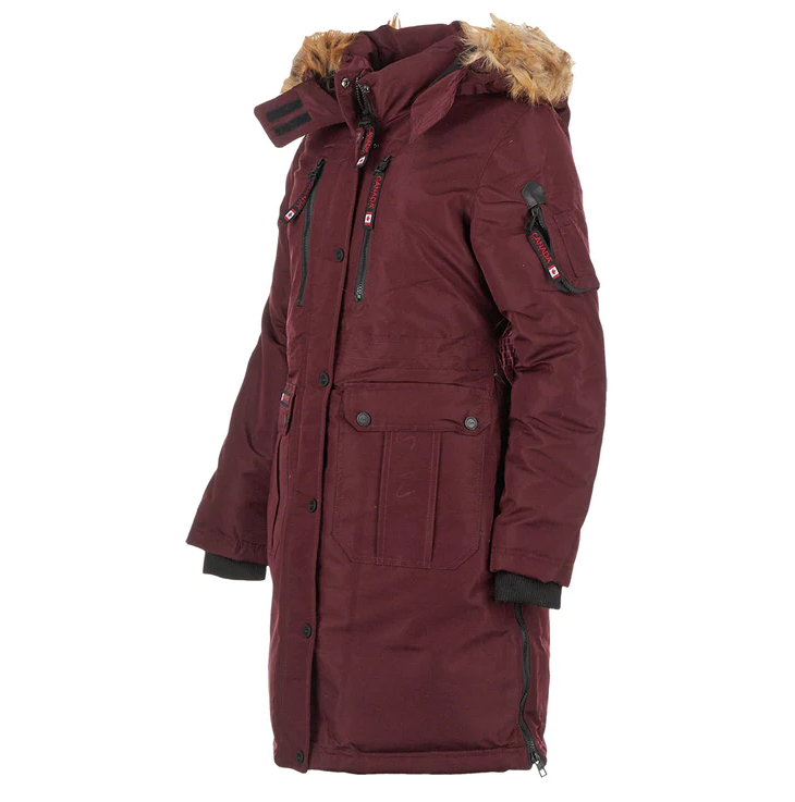 Canada Weather Gear Women's Long Puffer Coat Jacket Coat Craneberry/natural M