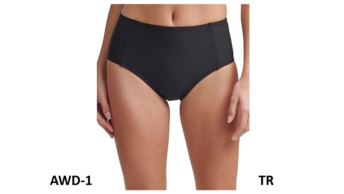 DKNY Womens Swimwear Medium Seamed High Waist Bikini Bottom, Black, Medium