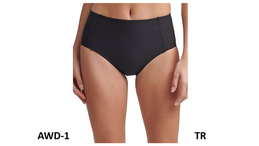 DKNY Womens Swimwear Medium Seamed High Waist Bikini Bottom, Black, Medium