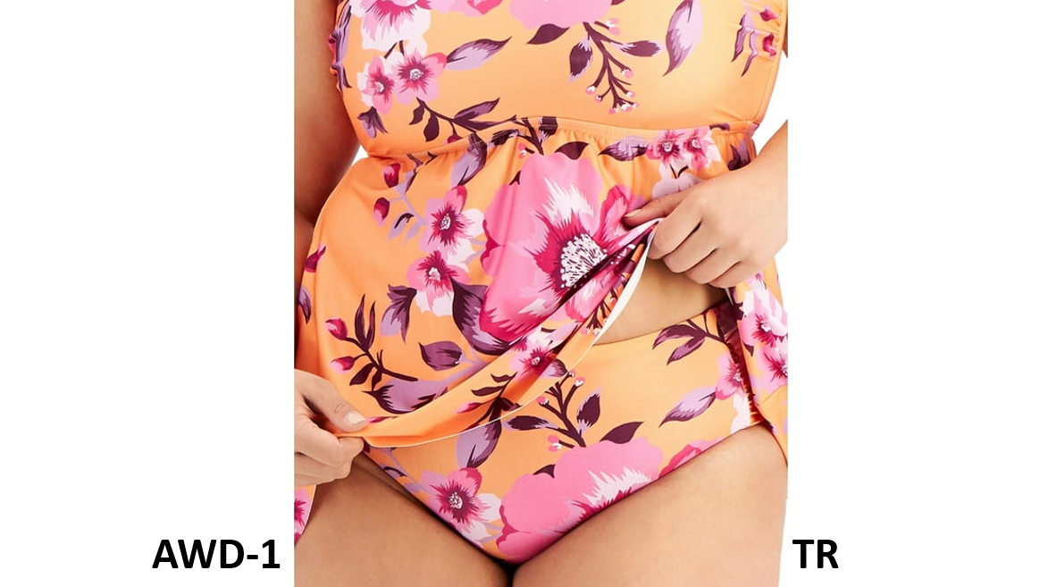 Becca Etc Women's Plus In Full Bloom Hipster Bikini Bottoms Swimsuit, Orange, 1X