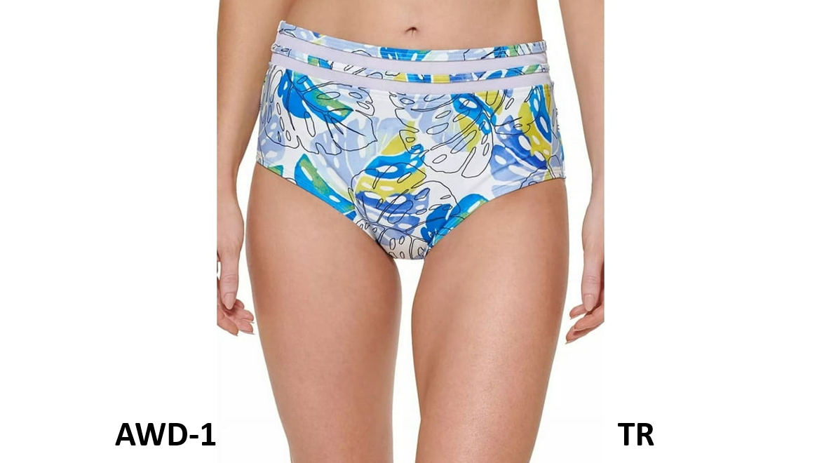Tommy Hilfiger MULTI Printed High Waist Bikini Swim Bottom, Multi Color, Small