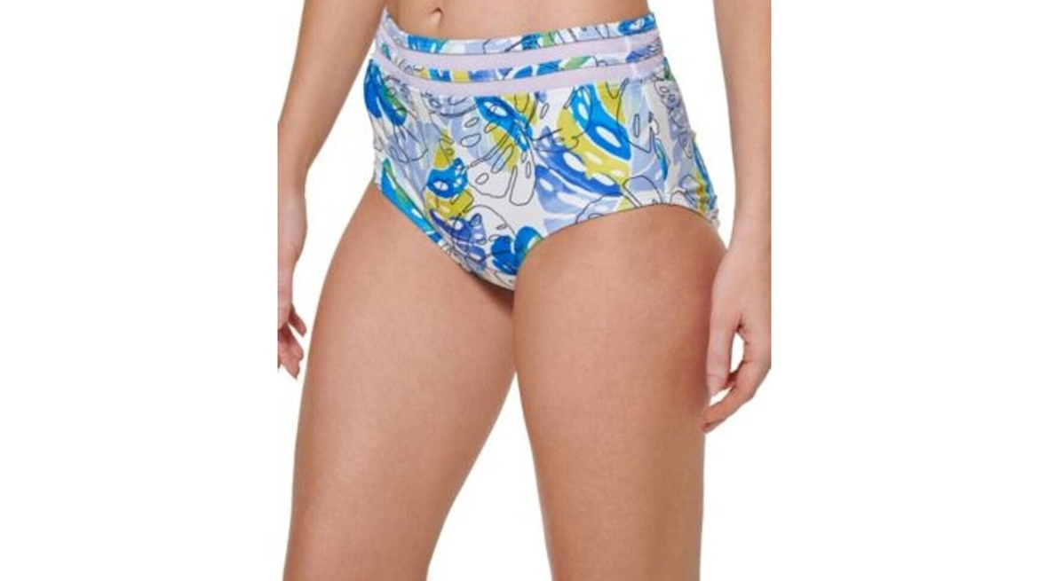 Tommy Hilfiger MULTI Printed High Waist Bikini Swim Bottom, Multi Color, Small