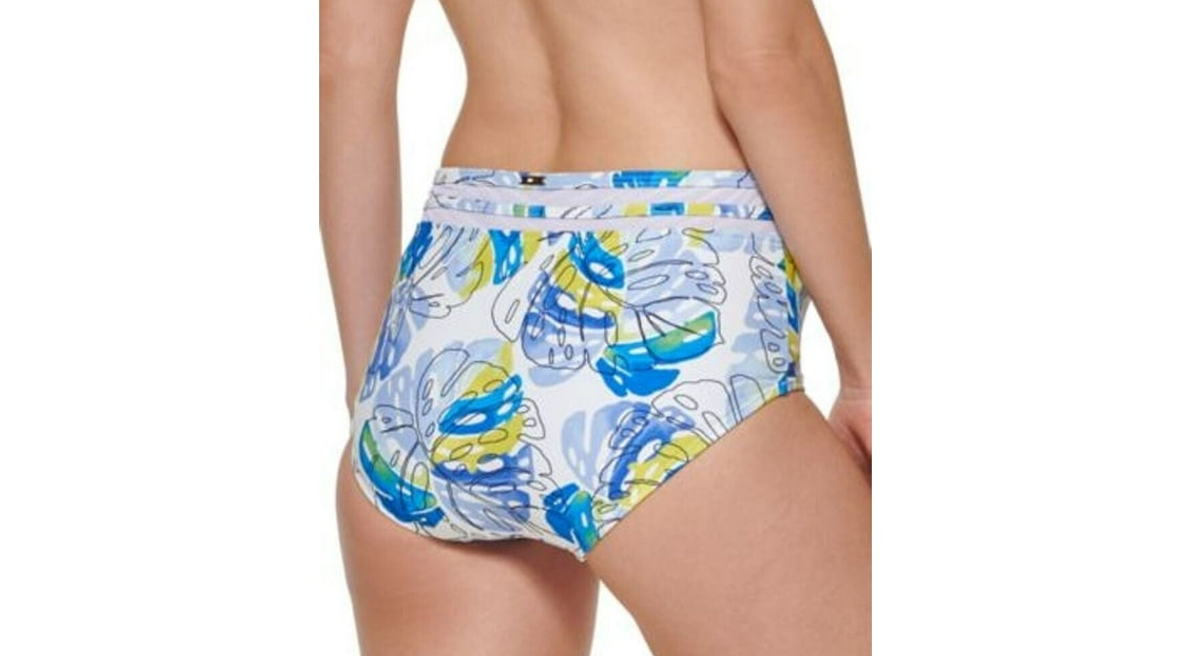 Tommy Hilfiger MULTI Printed High Waist Bikini Swim Bottom, Multi Color, Small