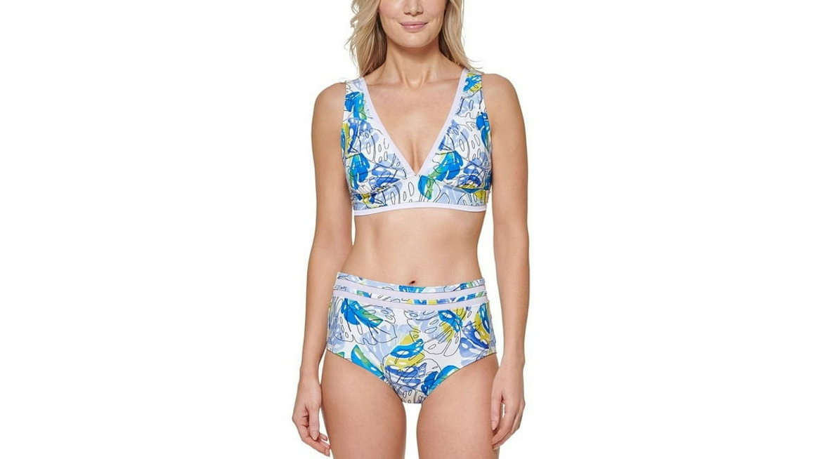 Tommy Hilfiger MULTI Printed High Waist Bikini Swim Bottom, Multi Color, Small