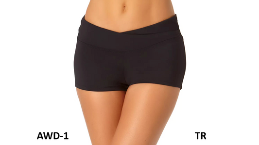 ANNE COLE WRAP-FRONT SHORTY SWIM BOTTOMS, Black, Large