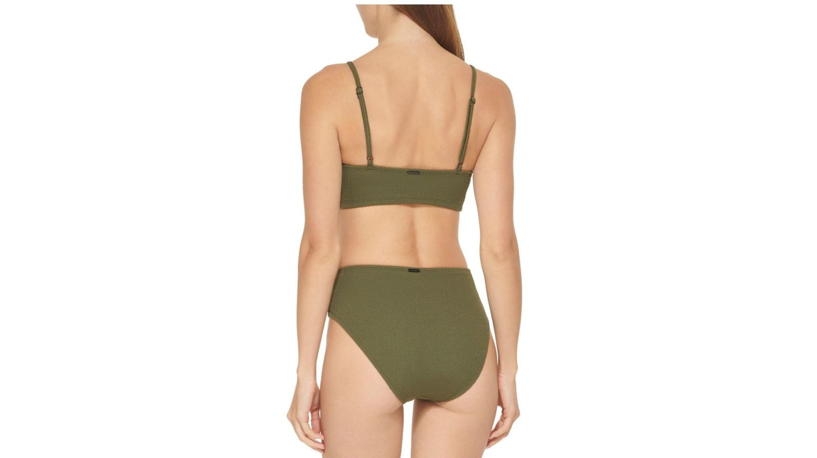 DKNY Women's Textured High Waist Bikini Bottom Swimsuit, Green, X-Large