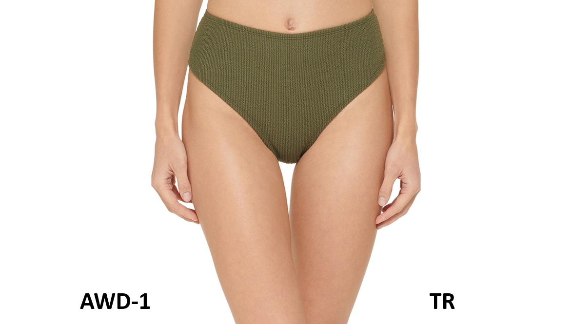DKNY Women's Textured High Waist Bikini Bottom Swimsuit, Green, Medium
