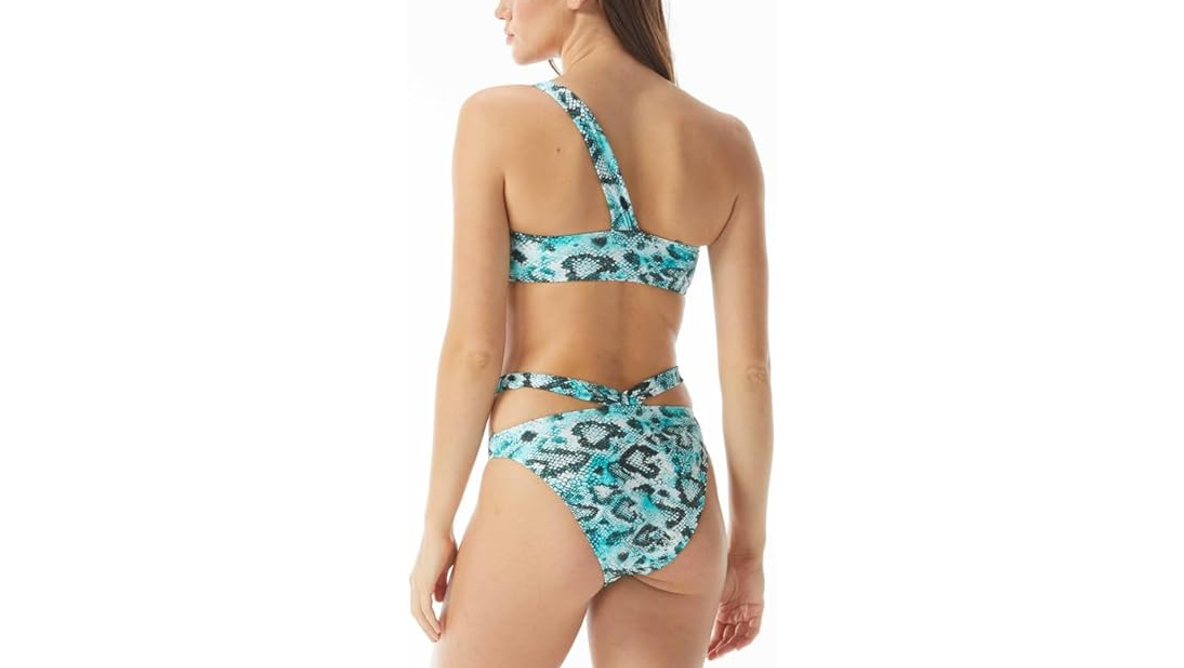 Sundazed One Shoulder Bikini Swim Top, Animal Print, 34 C