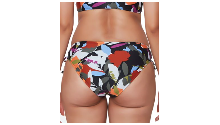 BAR III Women's Printed Side-Shirred Hipster Bottoms Swimwear, Black, XL