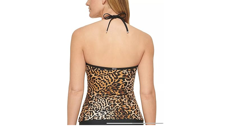Calvin Klein Women's V Wire Halter Tankini, Strap Closure, Jaguar, Medium