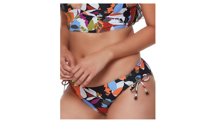 BAR III Women's Printed Side-Shirred Hipster Bottoms Swimwear, Black, XL