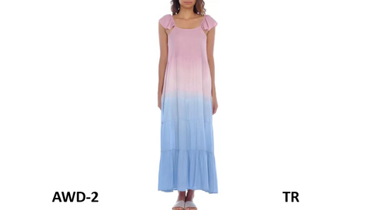 Women's Tiered Maxi Dress Cover-Up Women's Swimsuit Mauve Ombre Small