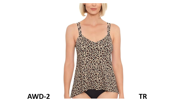 Swim Solutions Women's Princess-Seamed High-Low Tankini Top (Animal Instinct, 8)