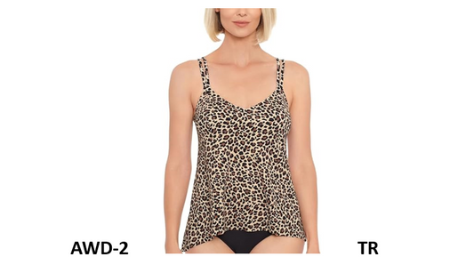 Swim Solutions Women's Princess-Seamed High-Low Tankini Top (Animal Instinct, 8)