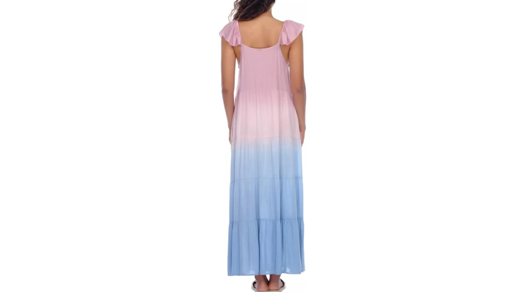 Women's Tiered Maxi Dress Cover-Up Women's Swimsuit Mauve Ombre Small