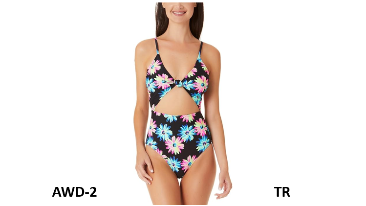 California Waves Juniors Black Gerber Daisy Knotted Cutout One-Piece Swimsuit, S